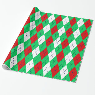 Argyle XL Emerald Grönt Navy Blue Wht Presentpapper