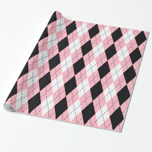 Argyle XL Rosa Navy Blue Wht Presentpapper