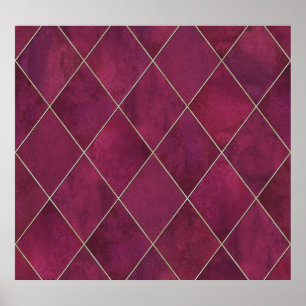 Argyllene geometriskt läge: vattenfärg guld poster