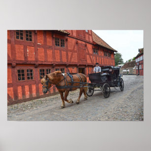 Århus, Danmark, häst och kärra Poster