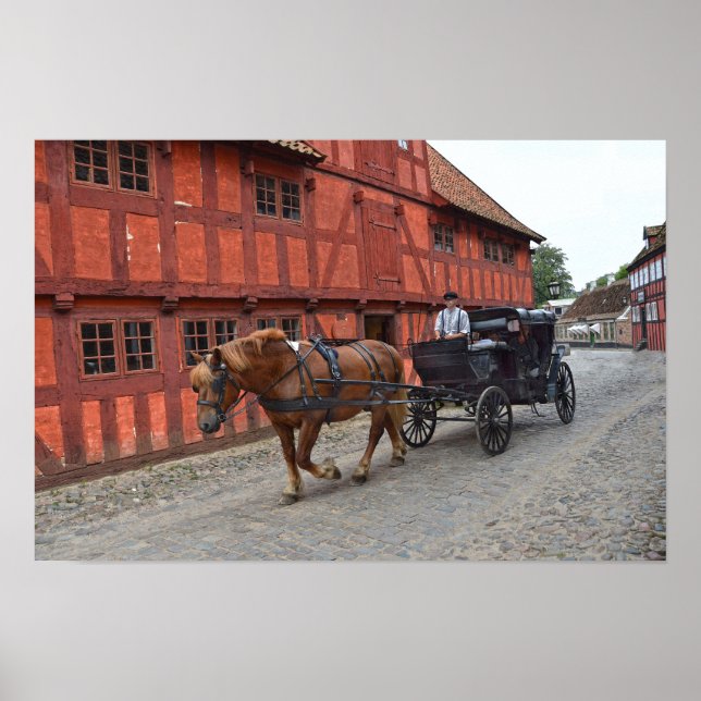 Århus, Danmark, häst och kärra Poster (Framsidan)