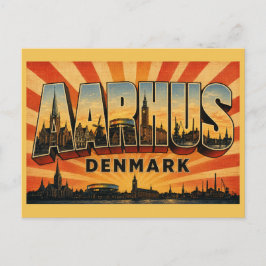 Århus Danmark Katedral Stadssiluett Vykort
