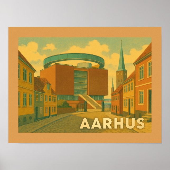 Århus Danmark stadsbild Poster (Framsidan)