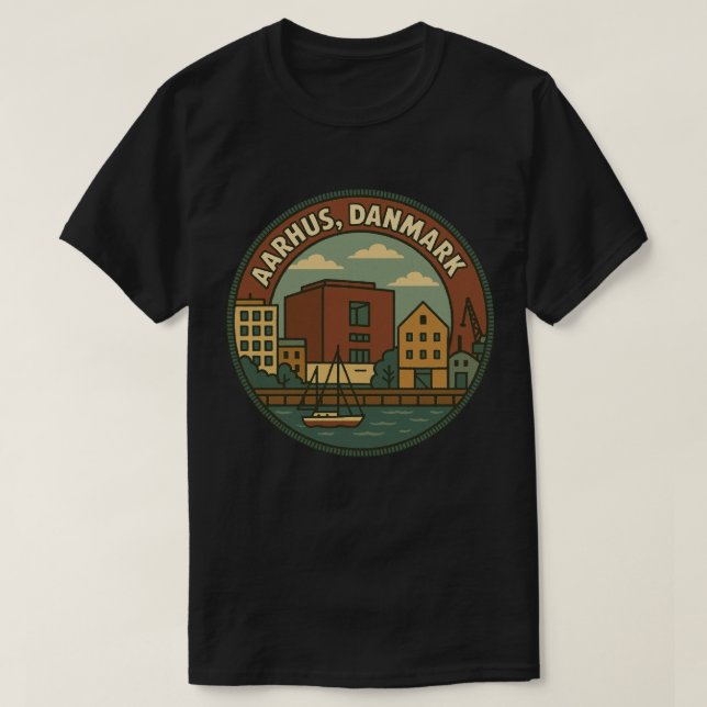 Århus Danmark stadsbild T Shirt (Design framsida)