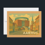 Århus Danmark stadsbild Vykort<br><div class="desc">Fira Århus, Danmark med denna charmiga vintage-inspirerade illustration. Med stadens unika strandpromenadarkitektur och en segelbåt är denna design perfekt för resenärer, danskar och älskare av skandinavisk kultur.</div>
