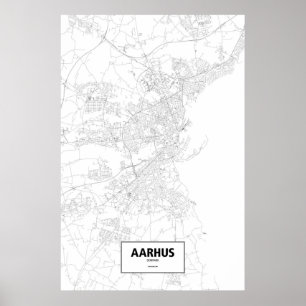 Århus, Danmark (svart på vit) Poster