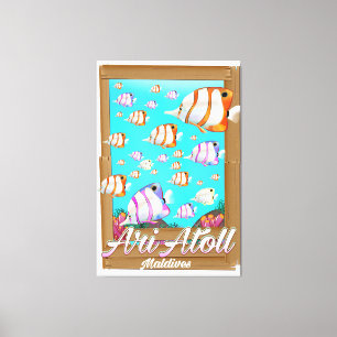 Ari Atoll Maldiverna reseaffisch Canvastryck