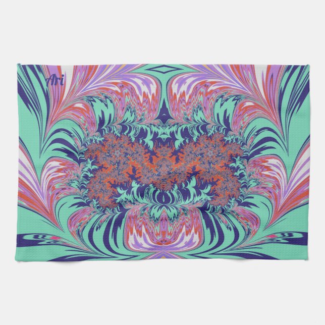 ARI ~ Blue Grönt Red Lila ~ 3D ~ Kökshandduk (Horisontell)