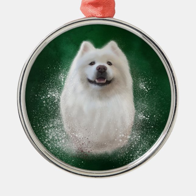 Ari the Samoyed Julgransprydnad Metall (Framsidan)