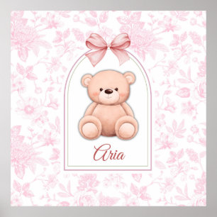 Aria Anpassad Rosa Teddybjörn Nurseriesmycke Poster