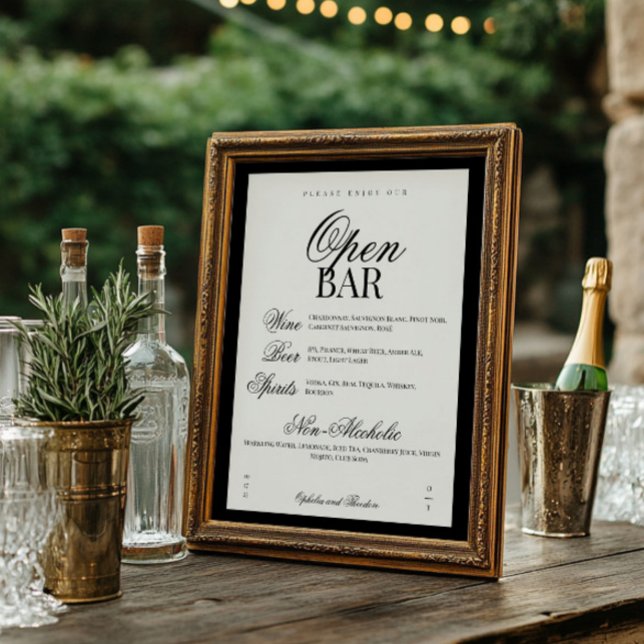Aria | Black Beige Elegant Wedding Bar Sign (Skapare uppladdad)