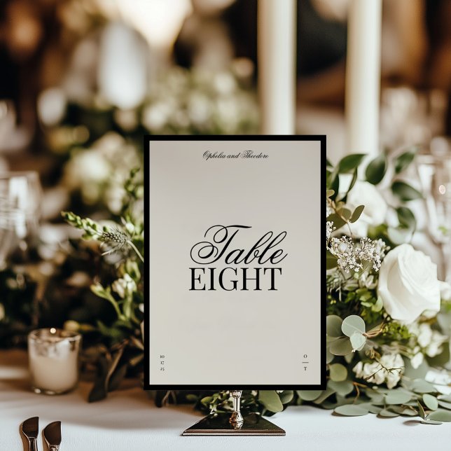 Aria | Black Beige Elegant Wedding Table Number Inbjudningar (Skapare uppladdad)