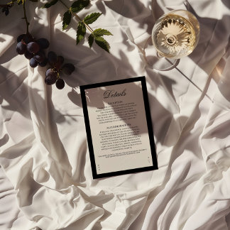 Aria | Black Beige Wedding Details Enclosure Card Tilläggskort