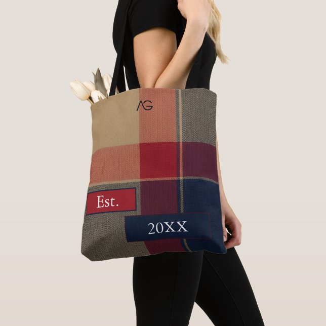 Aria Grace Camel Heritage brittisk tartan rutmönst Tygkasse (Närbild)