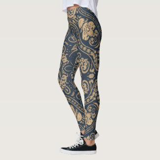 Aria Grace Indigo Tulpan Paisley Folk Kulturarv Leggings