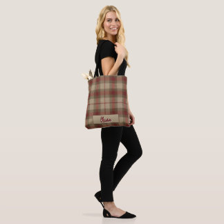 Aria Grace Olive & Wheat Rustic Rutmönster Namn Tygkasse