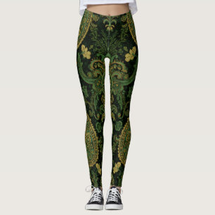 Aria Grace Regal Smaragd Paisley Boho Design Leggings