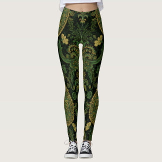 Aria Grace Regal Smaragd Paisley Boho Design Leggings