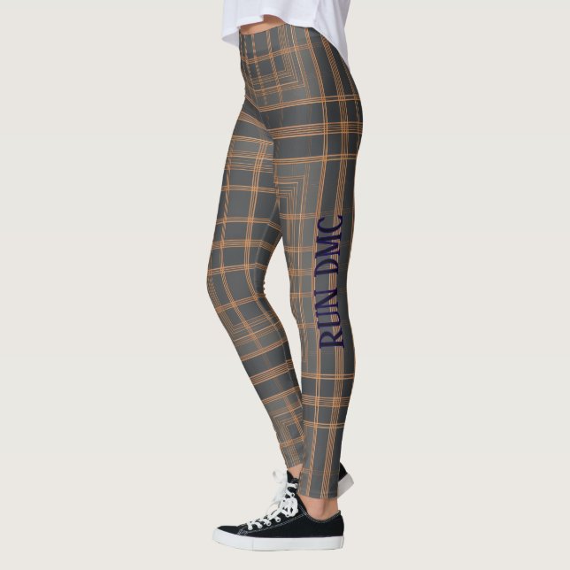 Aria Grace Urban Copper Grid Plaid Pattern RUN DMC Leggings (Vänster)