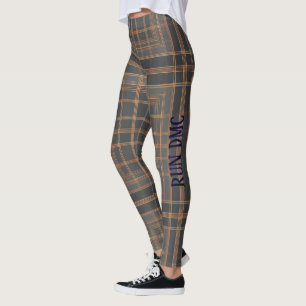 Aria Grace Urban Koppar Grid Plaid Mönster RUN DMC Leggings