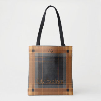 Aria Urban Copper Grid Plaid Pattern City Explorer Tygkasse