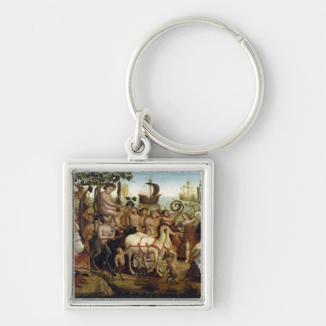 Ariadne i Naxos, från berättelsen av Theseus Fyrkantig Silverfärgad Nyckelring (Framsidan)