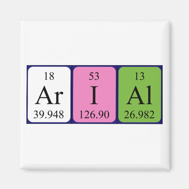 Arial Perial bord namn magnet (Framsidan)