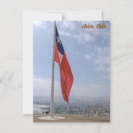 Arica, Chile, Morro de Arica, Flag / City View Vykort