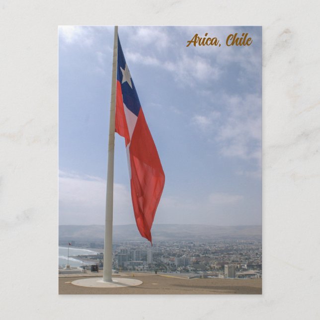 Arica, Chile, Morro de Arica, Flag / City View Vykort (Framsida)