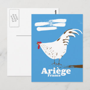 Ariège Frankrike resaffisch. Vykort