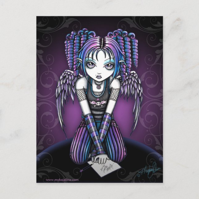 Ariel Gothic Knealing Fairy Postcard Vykort (Framsida)