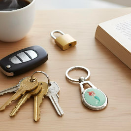 Ariel Keychain Ovalt Silverfärgad Nyckelring