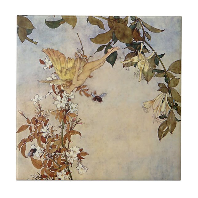 “Ariel och biet” av Edmund Dulac Kakelplatta (Framsidan)