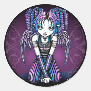 Ariel Rosa Emo Angel Sticker Runt Klistermärke