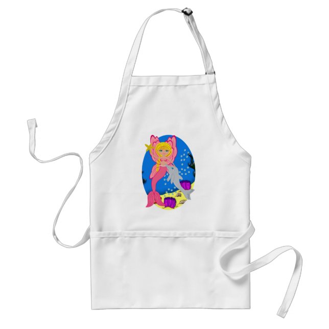 Ariel, Rosa Merfaery och Dolphin Apron Förkläde (Framsidan)