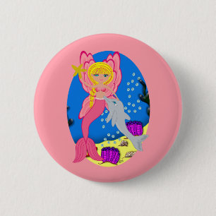 Ariel, Rosa Merfaery och Dolphin Button Knapp