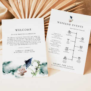 ARIEL Tropical Beach Welcome Brev Timeline Card Meny
