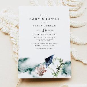 ARIEL Tropical Ocean Coral Manta Ray Baby Shower Inbjudningar