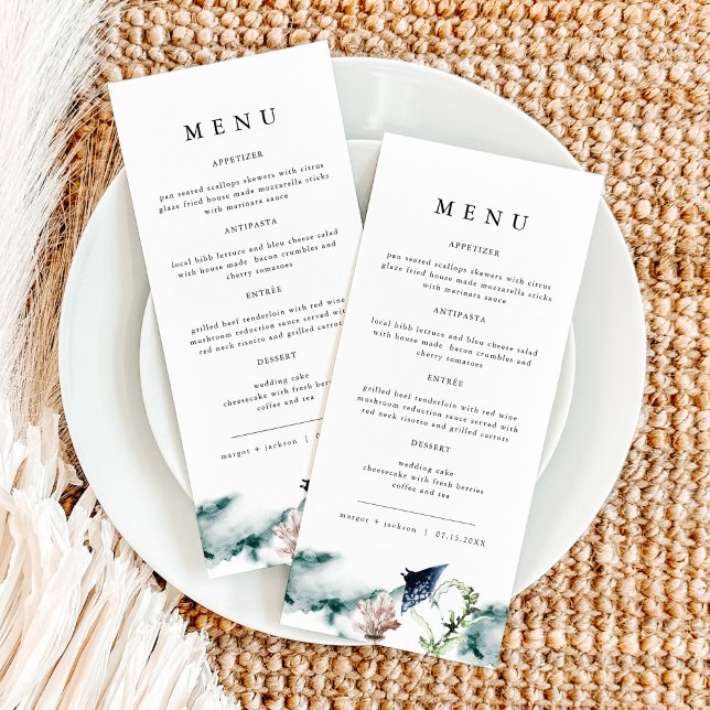 ARIEL Tropical Ocean Coral Manta Ray Beach Menu Meny (Skapare uppladdad)