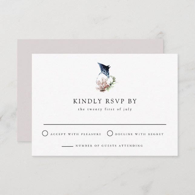 ARIEL Tropical Ocean Coral Manta Ray Beach OSA Inbjudningar (Fram/baksida)