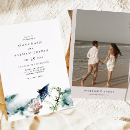 ARIEL Tropical Ocean Coral Manta Ray Beach Photo Inbjudningar