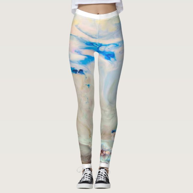 Ariel Winter Blue Marble Mode Leggings (Framsida)