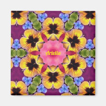 ARIELLA ~ Abstrakt Pansy ~ Rosa Blue Lila Gult