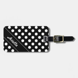 Ariella Namn Template Elegant Black Big Polka dots Bagagebricka