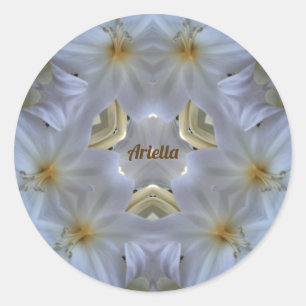 ARIELLA ~ PÅSK LILY WHITE RELIGIÖSA ~ RUNT KLISTERMÄRKE
