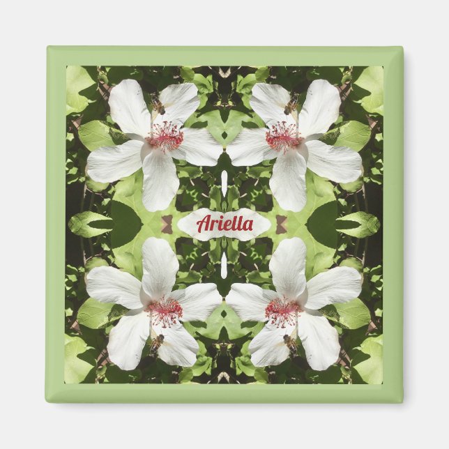 ARIELLA ~ PÅSK ~ White Hibiscus Flowers ~ Magnet (Framsidan)