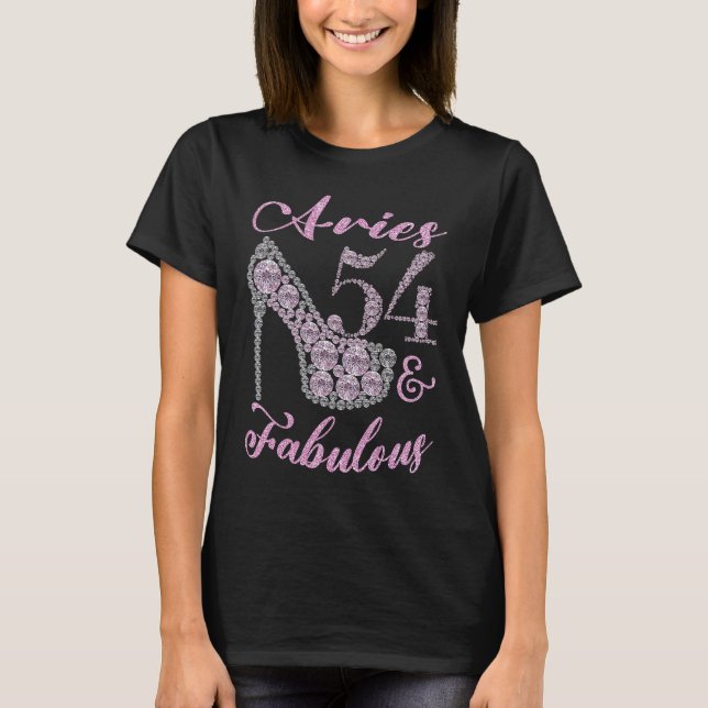 Aries 54 och Fabulous Sparkly Högklackars 54:e app T Shirt (Framsida)