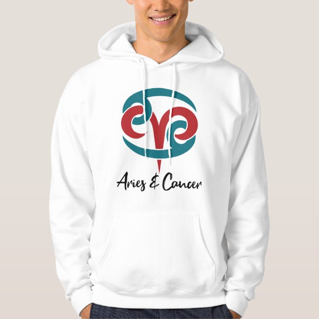 Aries and Cancer Zodiac Couple Horoscope Hoodie (Framsida)