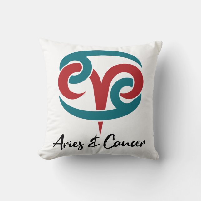 Aries and Cancer Zodiac Couple Horoscope Kudde (Framsida)