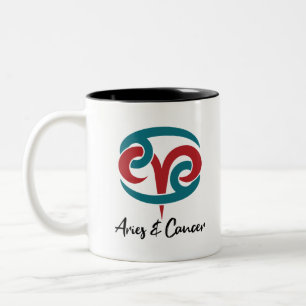 Aries and Cancer Zodiac Couple Horoscope Två-Tonad Mugg